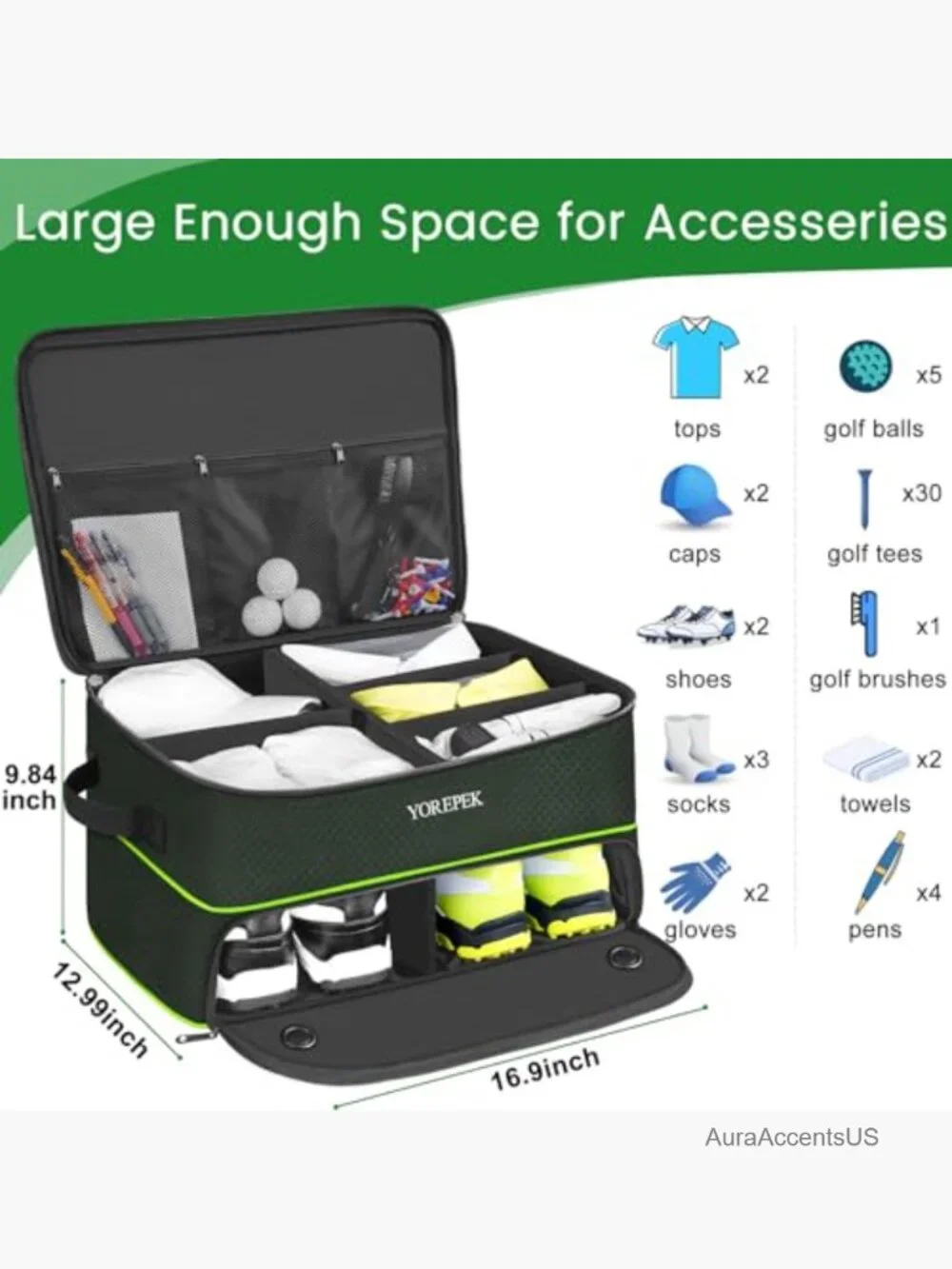 Golf Trunk Organizer 2 Layer Separated Shoe Compartment Car Storage Locker